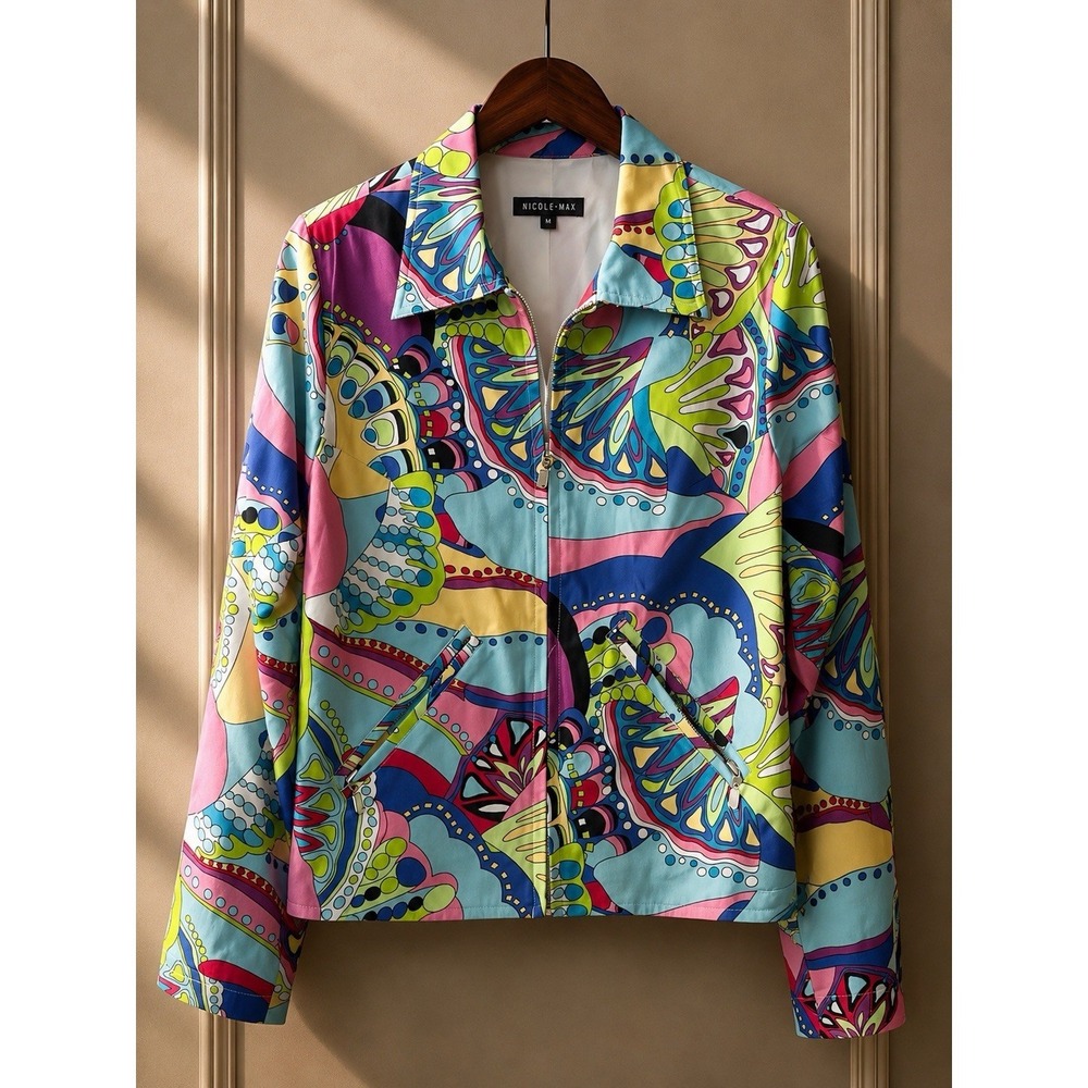 Y2K VTG BRIGHT COLORS Y2K RETRO COTTON NICOLE MAX FULL ZIP JACKET  MEDIUM SOFT